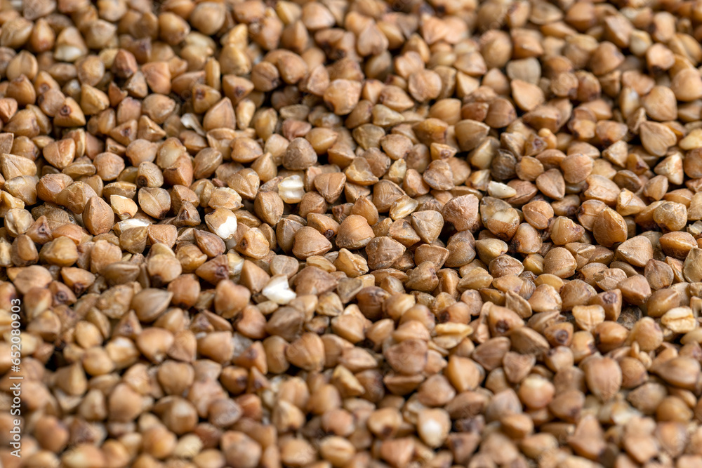 A large amount of roasted buckwheat harvest A large amount of roasted buckwheat harvest