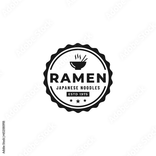 Japanese noodles logo or ramen noodles logo vector isolated. Ramen logo for Japanese noodle shop. An elegant look for the ramen logo, a typical Japanese halal noodle.