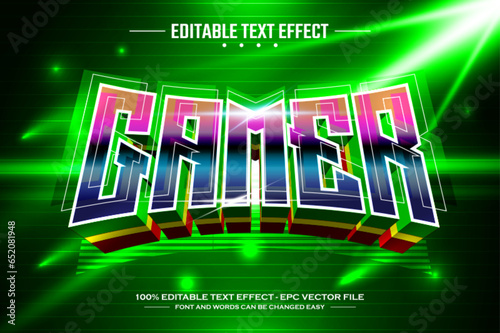 Gamer 3D editable text effect template