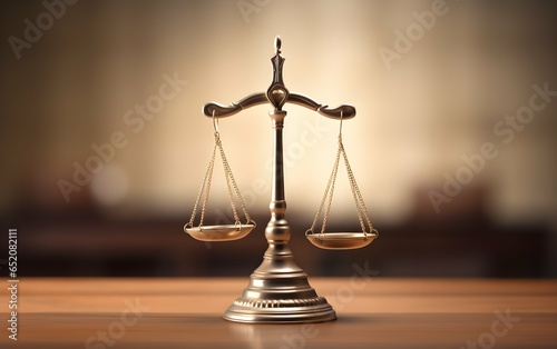 Scales of justice standing on the table