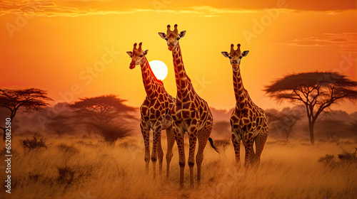 Giraffes in the African savannah. Serengeti National Park. Africa. Tanzania. © Ziyan Yang