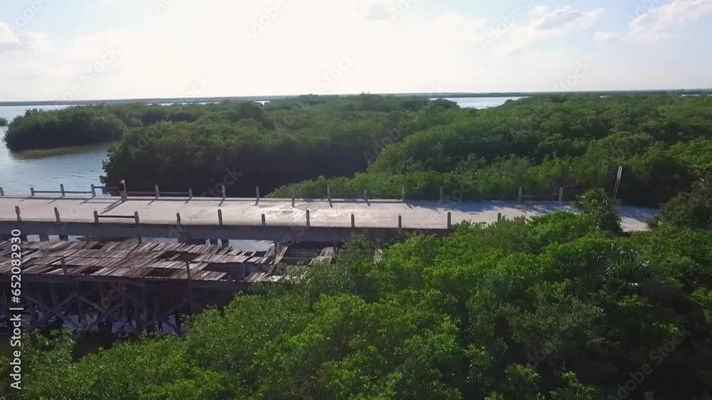 Puente de la reserva de Sian Kaan México Quintana Roo , Vuelo con Drone a la derecha completo