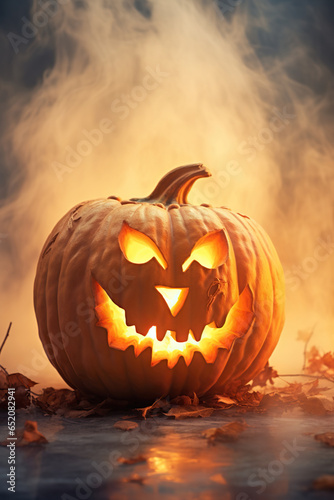 Halloween jack-o-lantern decoration background.