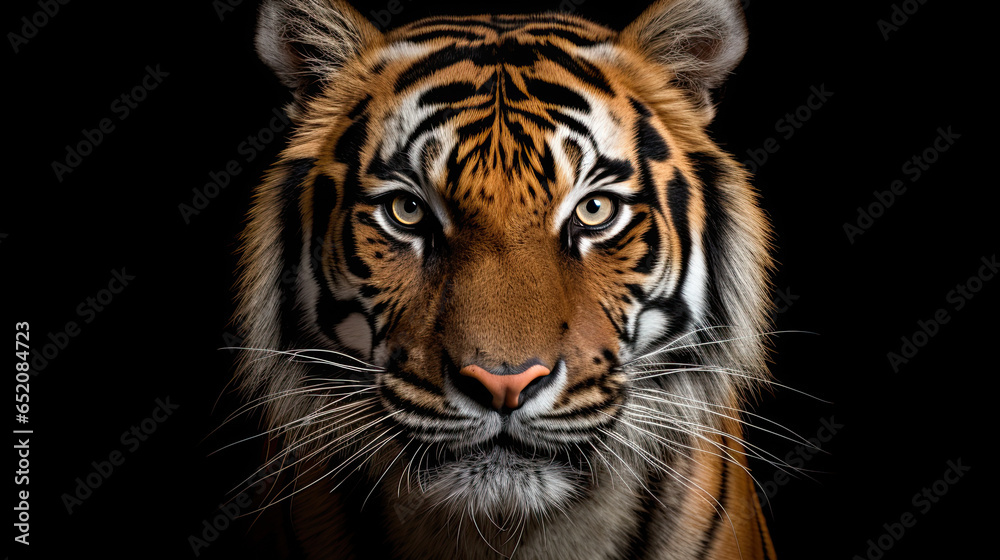 Portrait of a Tiger with a black background