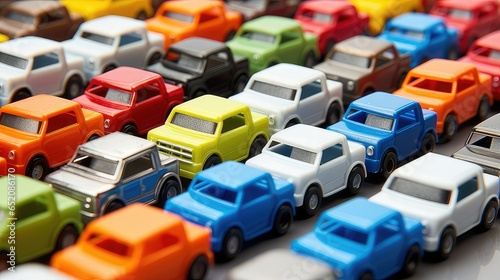 model toy cars stuck in bumper to bumper traffic jam. generative AI