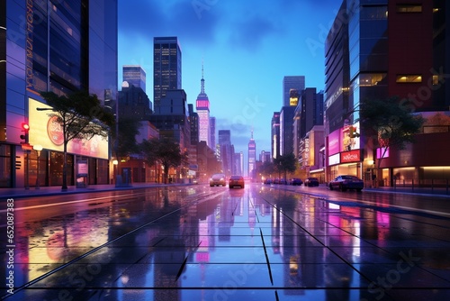 downtown city at night, Generative AI © RAQUEL