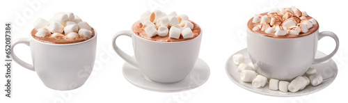 Christmas cacao with marshmallow isolated on a transparent background. Christmas and New Year holidays.