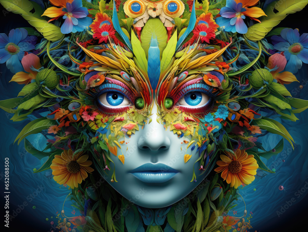 Enchanting Humanoid Plants with Face Eyes and Human Characteristics in a Lively Garden Enchanting Humanoid Plants with Face Eyes and Human Characteristics in a Lively Garden