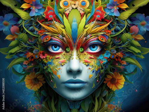 Enchanting Humanoid Plants with Face Eyes and Human Characteristics in a Lively Garden