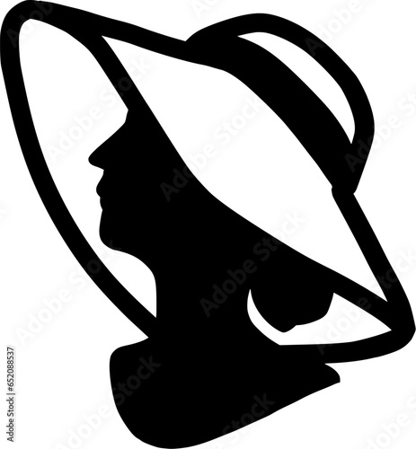 帽子をかぶった女性のシルエット