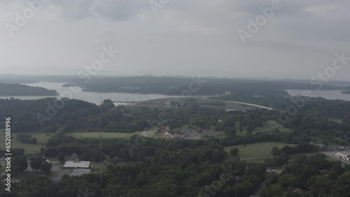 Aerial shot of an Urban town in middle America