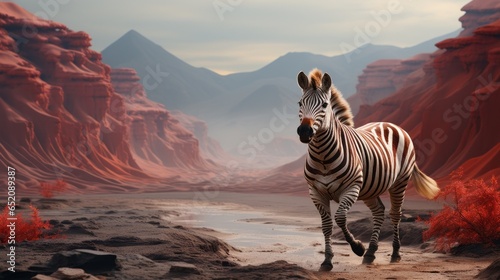 A zebra with layers of interesting shapes and colors in the stone. Generative AI. 