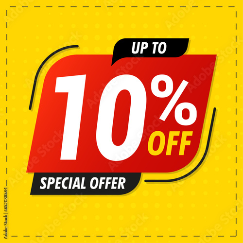 10  discount  Sales Vector badges for Labels    Stickers  Banners  Tags  Web Stickers  New offer. Discount origami sign banner. Yellow  Black And Red.
