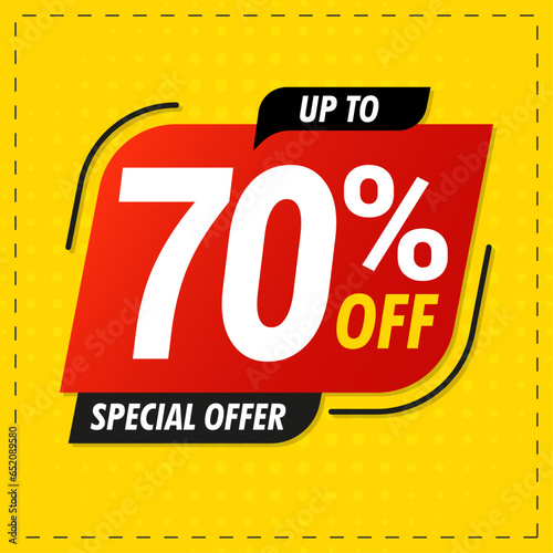70  discount  Sales Vector badges for Labels    Stickers  Banners  Tags  Web Stickers  New offer. Discount origami sign banner. Yellow  Black And Red.