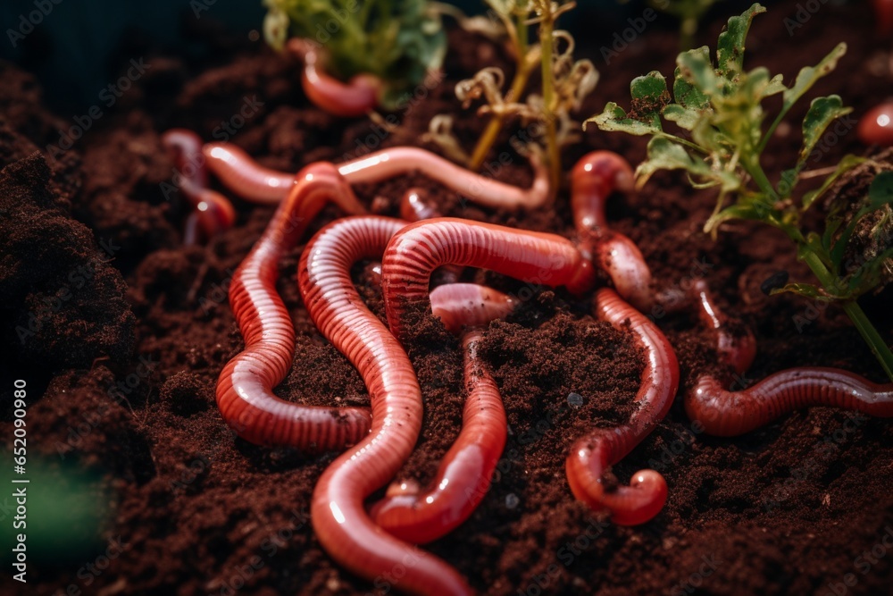 Obraz premium Red Worms in Compost 
