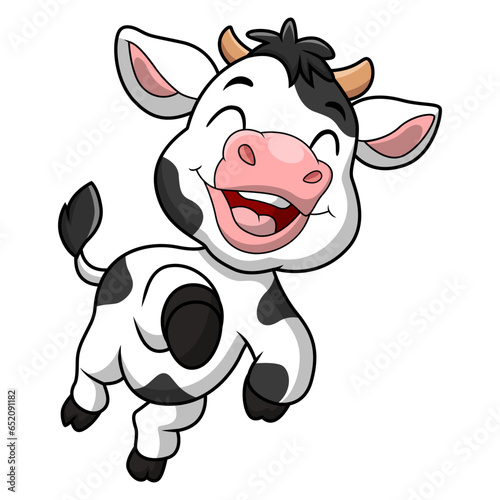 Cute little cow cartoon on white background