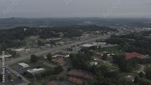 Aerial shot of an Urban town in middle America
