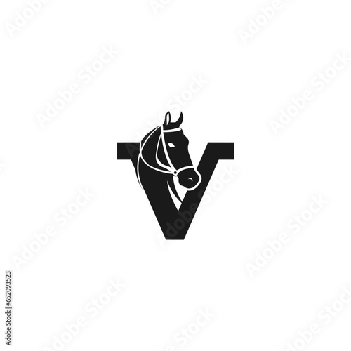 Horse Head Design with letter V logo