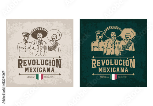 VECTORS. Editable banners for the Mexican Revolution,  commemorated annually on November 20. Includes some of the revolution protagonists: Emiliano Zapata, Felipe Angeles, Francisco (Pancho) Villa photo
