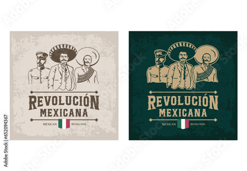 VECTORS. Editable banners for the Mexican Revolution,  commemorated annually on November 20. Includes some of the revolution protagonists: Emiliano Zapata, Felipe Angeles, Francisco (Pancho) Villa