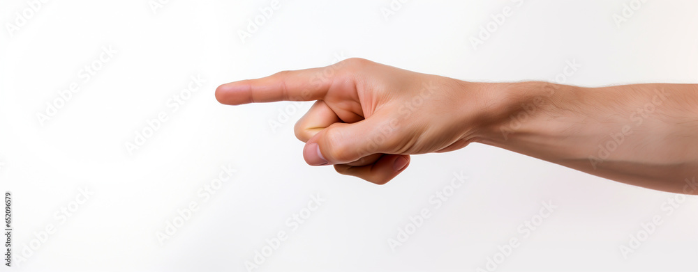 hand close-up, index finger pointing at something. Generative Ai hand close-up, index finger pointing at something. Generative Ai