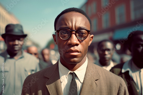 Inspiring Change: A Close-Up Portrait of a Black Man Civil Rights Activist from the 1960s, a Symbol of Struggle and Social Transformation