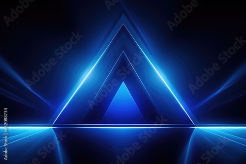 Futuristic Modern Triangular Abstract Forms Background. Dark Blue Reflective Design.