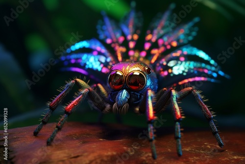 spider on a black background, Generative AI