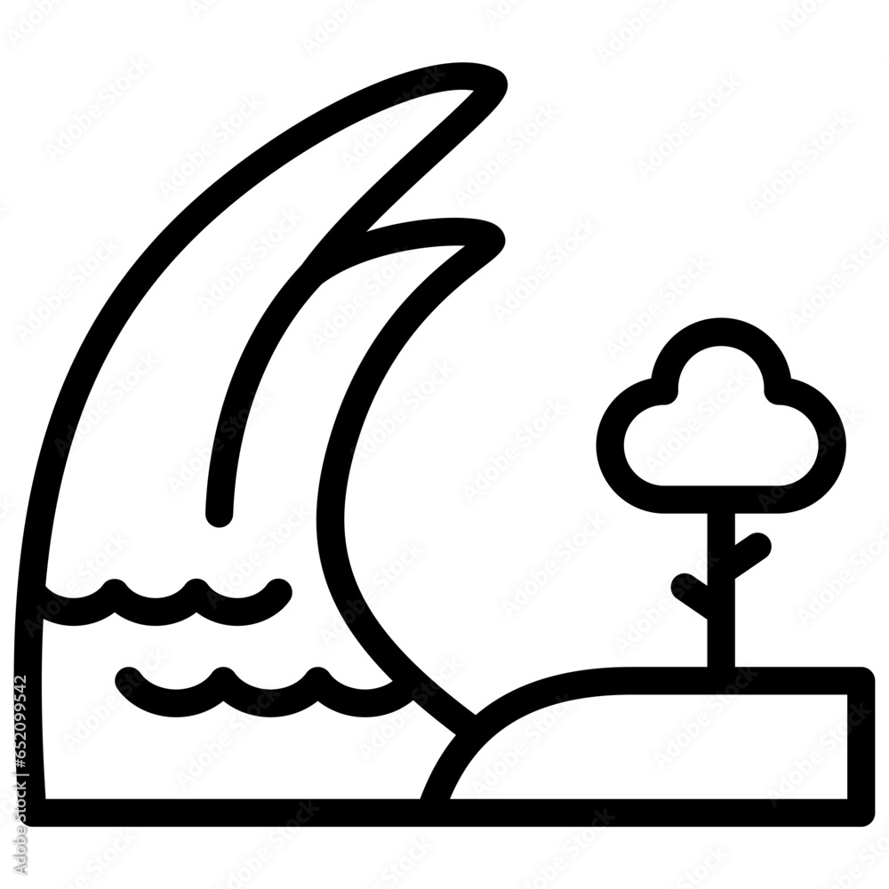 tsunami icon illustration design with outline tsunami icon illustration design with outline