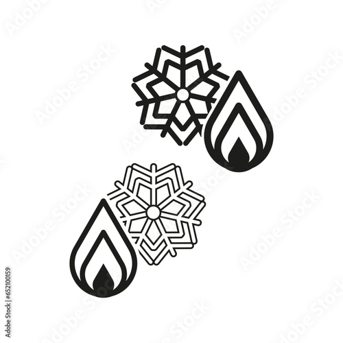 Fire with snowflake icon. Heat and cold symbol. Vector illustration. EPS 10.