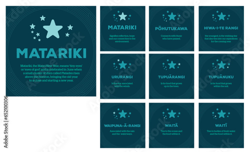 NZ Nine Stars of Matariki maori new year social posts