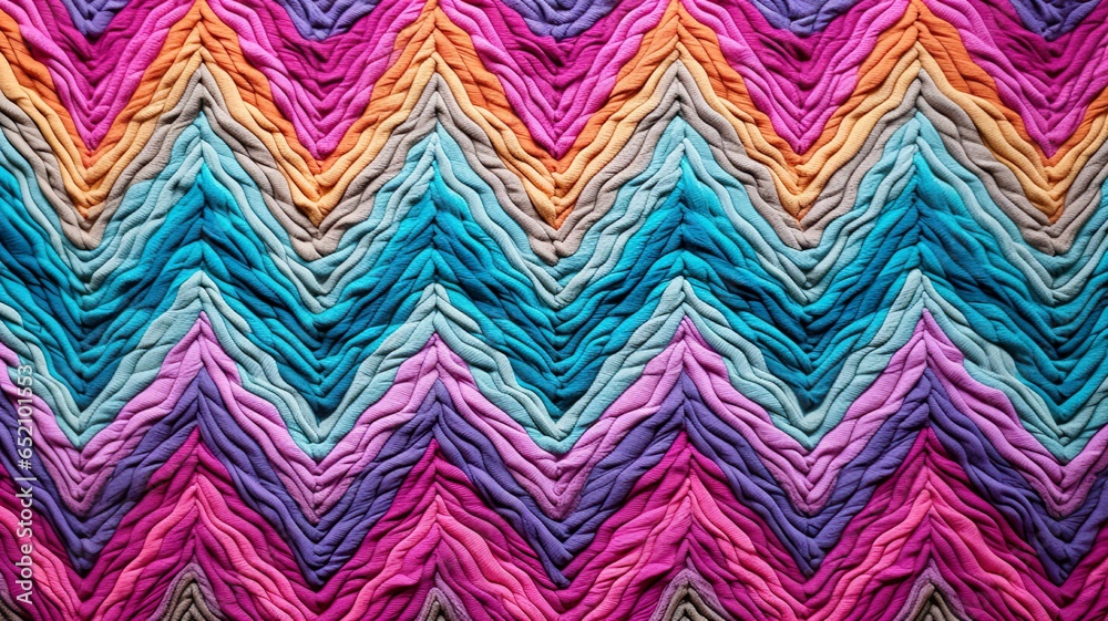 Colorful fabric texture background, zig zag design