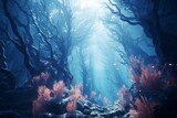 underwater scene with bubbles, Generative AI