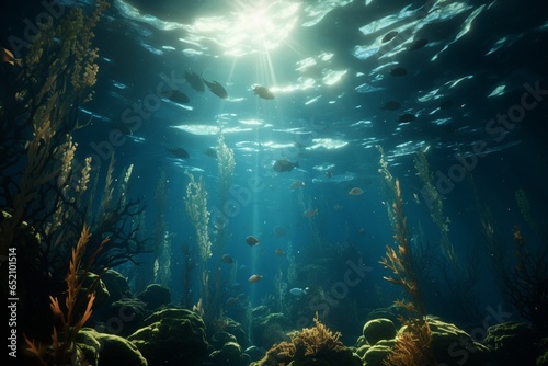 underwater scene with reef  Generative AI