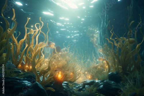underwater scene with reef, Generative AI