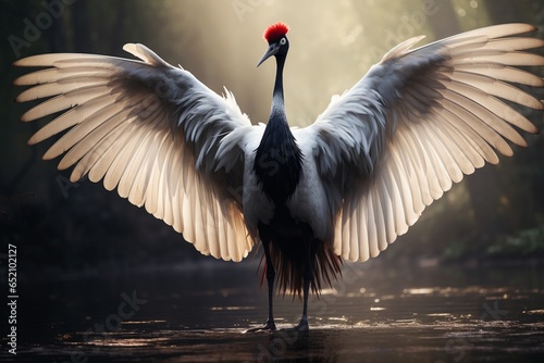 Fototapeta red crowned crane, Generative AI