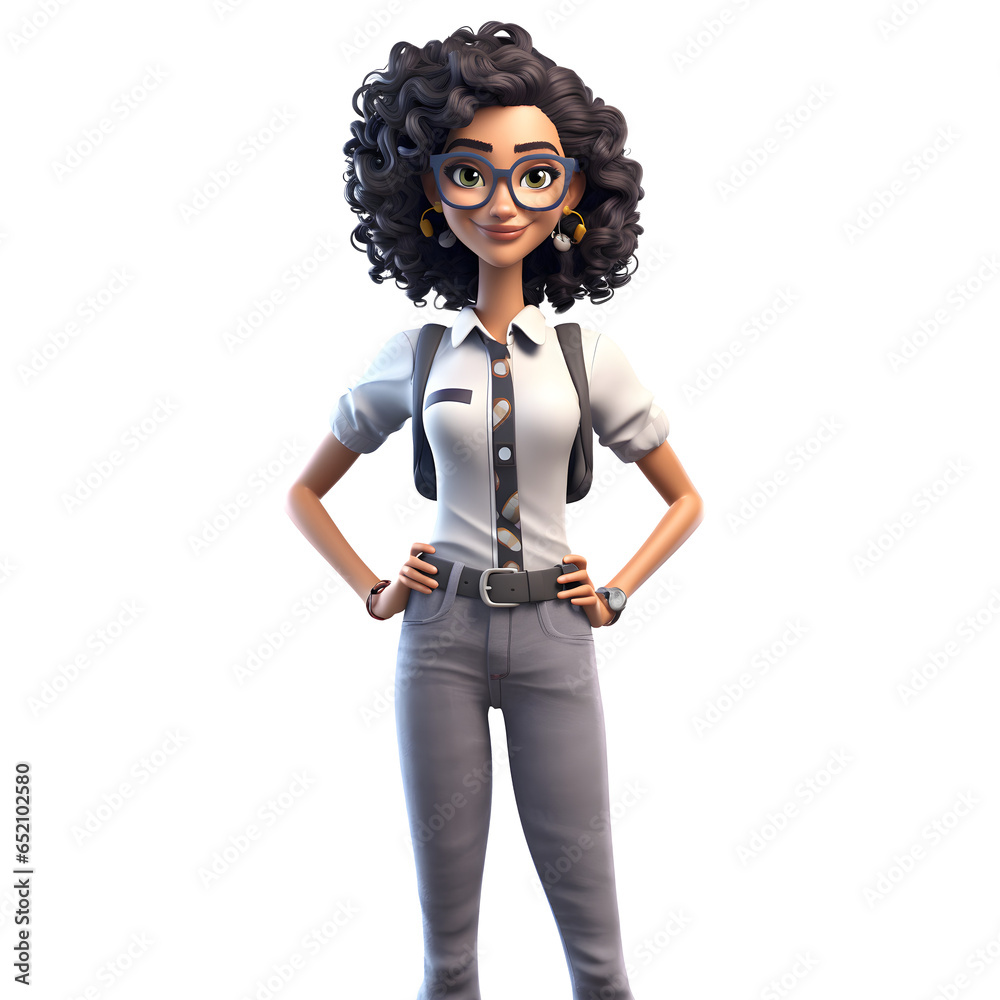 3D cartoon character smiling young businesswoman posing standing with arms crossed, isolated on white and transparent background, ai generate 3D cartoon character smiling young businesswoman posing standing with arms crossed, isolated on white and transparent background, ai generate