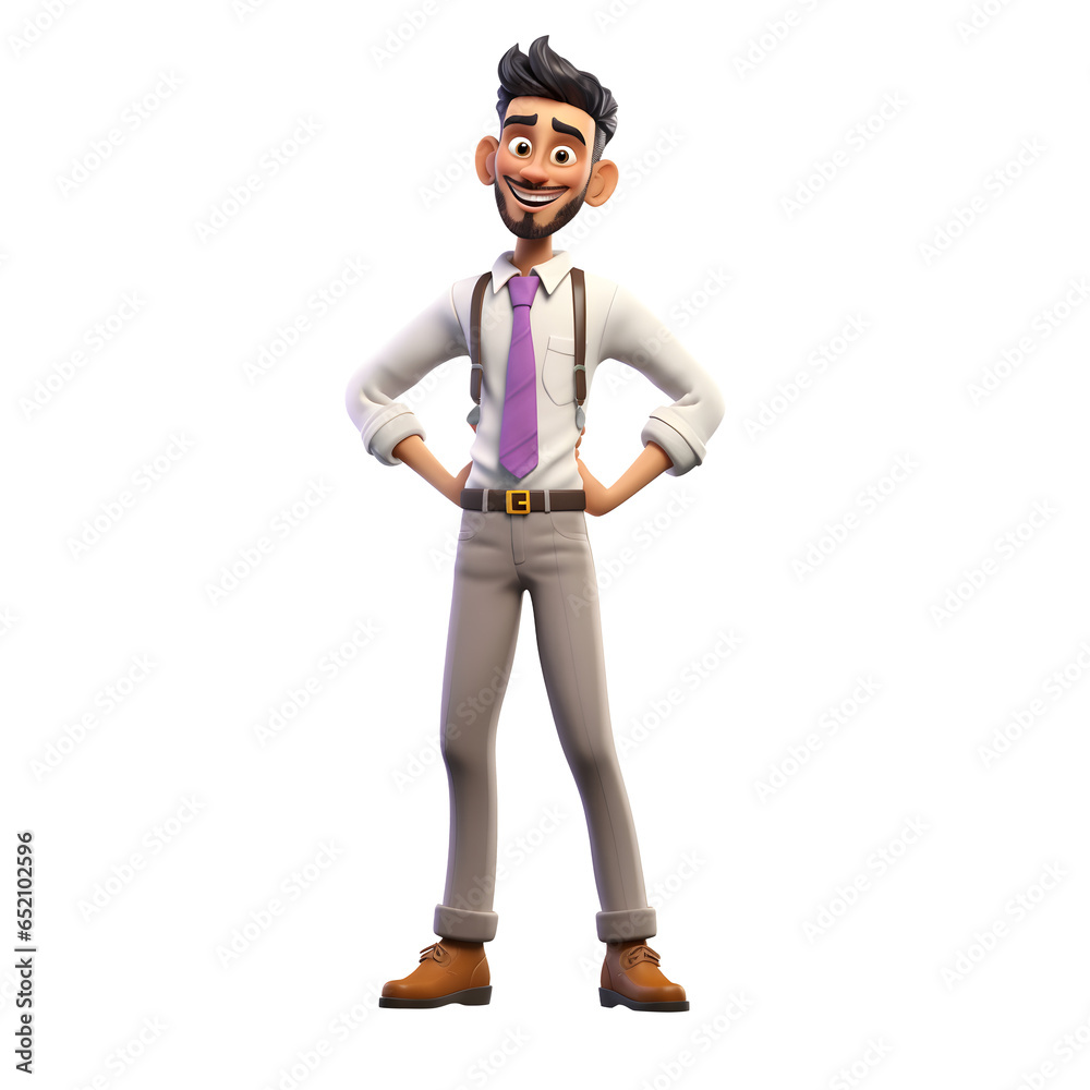 3D cartoon character happy smiling young businessman standing posing in a suit with his arms crossed, full body isolated on white and transparent background, ai generate 3D cartoon character happy smiling young businessman standing posing in a suit with his arms crossed, full body isolated on white and transparent background, ai generate