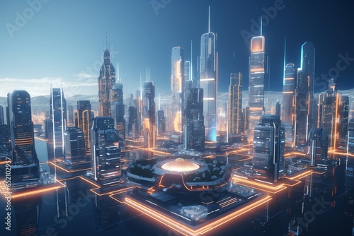 city skyline, Generative AI photo