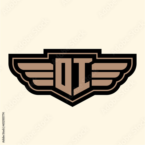 Simple Modern with Wing Icon in Line art style Logo Idea Template Initial Letters OI