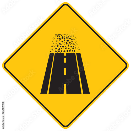 final de pavimento, icono, vector, símbolo, silueta, ilustración, señal de prevención, señal color amarillo, pictograma, rombo, preventivo, señales, imagen, indicar, norma
