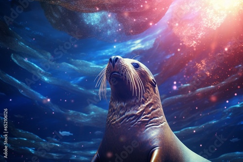 sea lion on the rock  Generative AI