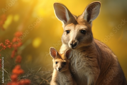 kangaroo with baby, Generative AI © Nino31