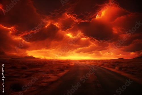 sunset in the desert, Generative AI © Nino31