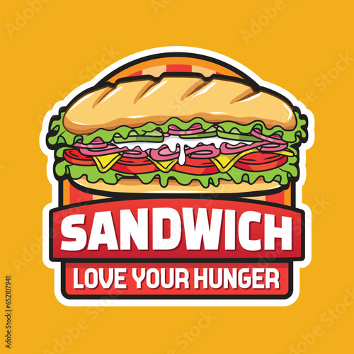 Sub Sandwich Logo Design with Restaurant Emblem