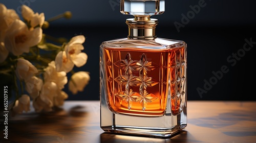 elegant perfume bottle with roses
