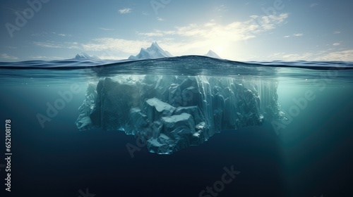 Large iceberg floating in the arctic ocean. generative AI