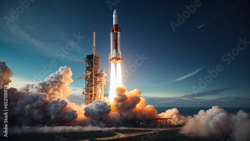 space rocket launch beautiful illustration photo