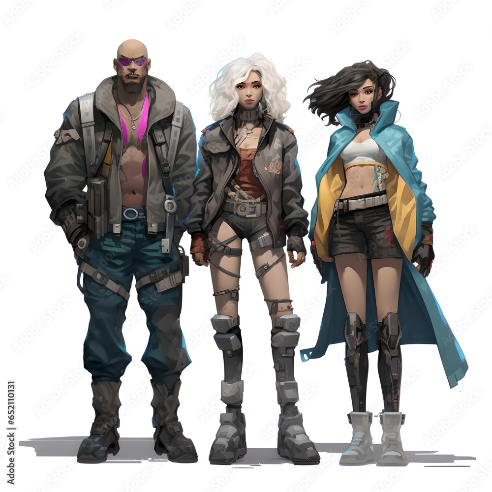 Fototapeta premium Cyberpunk Style Character References - The Cyberpunk Stylized Collection