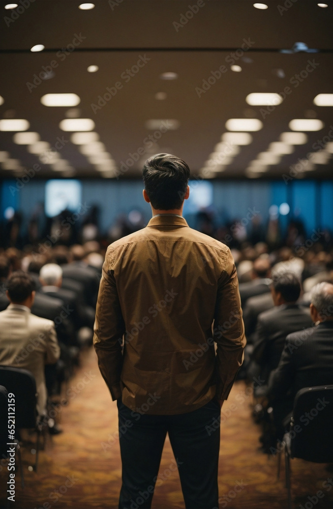 Fototapeta premium person turning his back at a conference